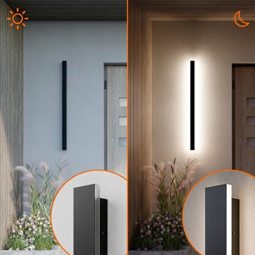 LED utomhusvägglampa LED/30W/230V 100 cm IP65 svart