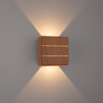 LED utomhusvägglampa LUXLINE 6W/230V 3000K IP54 valnöt