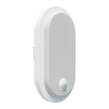 LED utomhusvägglampa med rörelse- och skymningssensor OVAL LED/10W/230V IP65 vit