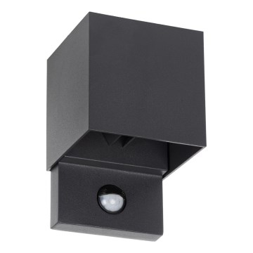 LED utomhusvägglampa med rörelse- och skymningssensor REKA LED/7W/230V IP54 antracit, kantig