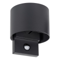 LED utomhusvägglampa med rörelse- och skymningssensor REKA LED/7W/230V IP54 antracit rund