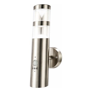 LED utomhusvägglampa med rörelsesensor 1xGU10/5W/230V IP44 matt krom