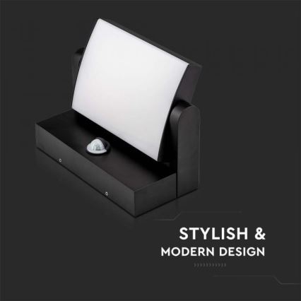 LED Utomhus Vägglampa med sensor LED/17W/230V 3000K IP65 svart