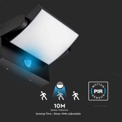LED Utomhus Vägglampa med sensor LED/17W/230V 3000K IP65 svart