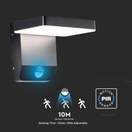 LED Utomhus vägglampa flexibel med sensor LED/17W/230V IP65 3000K svart