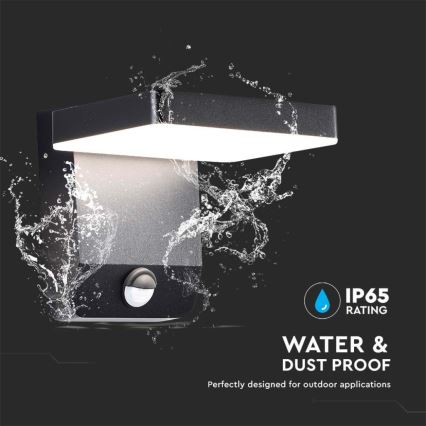 LED Utomhus vägglampa flexibel med sensor LED/17W/230V IP65 3000K svart