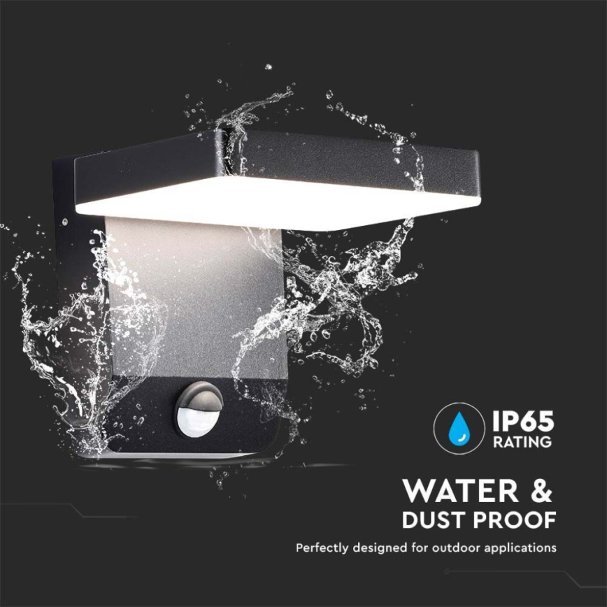 LED Utomhus vägglampa flexibel med sensor LED/17W/230V IP65 3000K svart