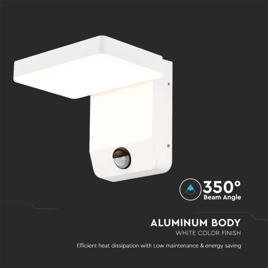 LED Utomhus vägglampa flexibel med sensor LED/17W/230V IP65 3000K vit