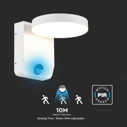 LED Utomhus vägglampa flexibel med sensor LED/17W/230V IP65 3000K vit