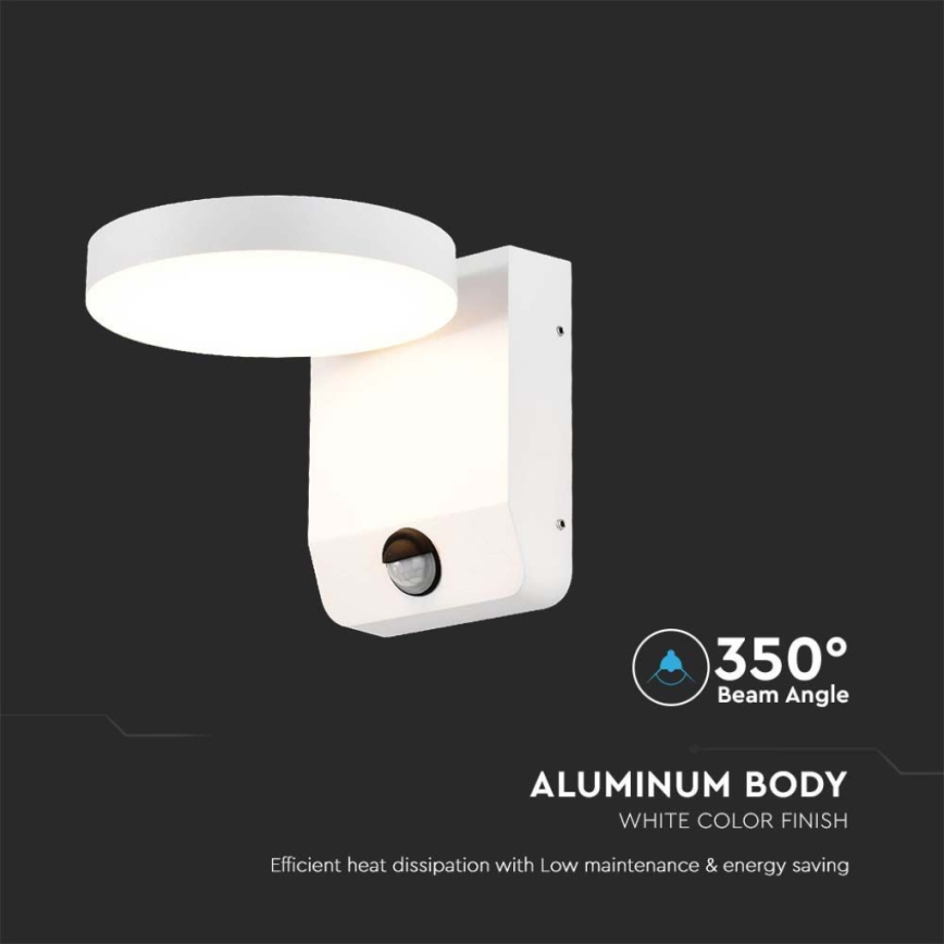 LED Utomhus vägglampa flexibel med sensor LED/17W/230V IP65 3000K vit