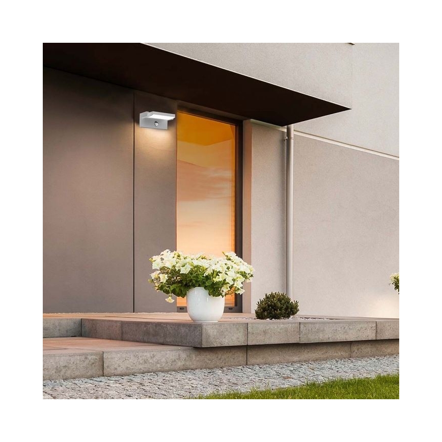 LED utomhusvägglampa med sensor LED/17W/230V 4000K IP65 vit