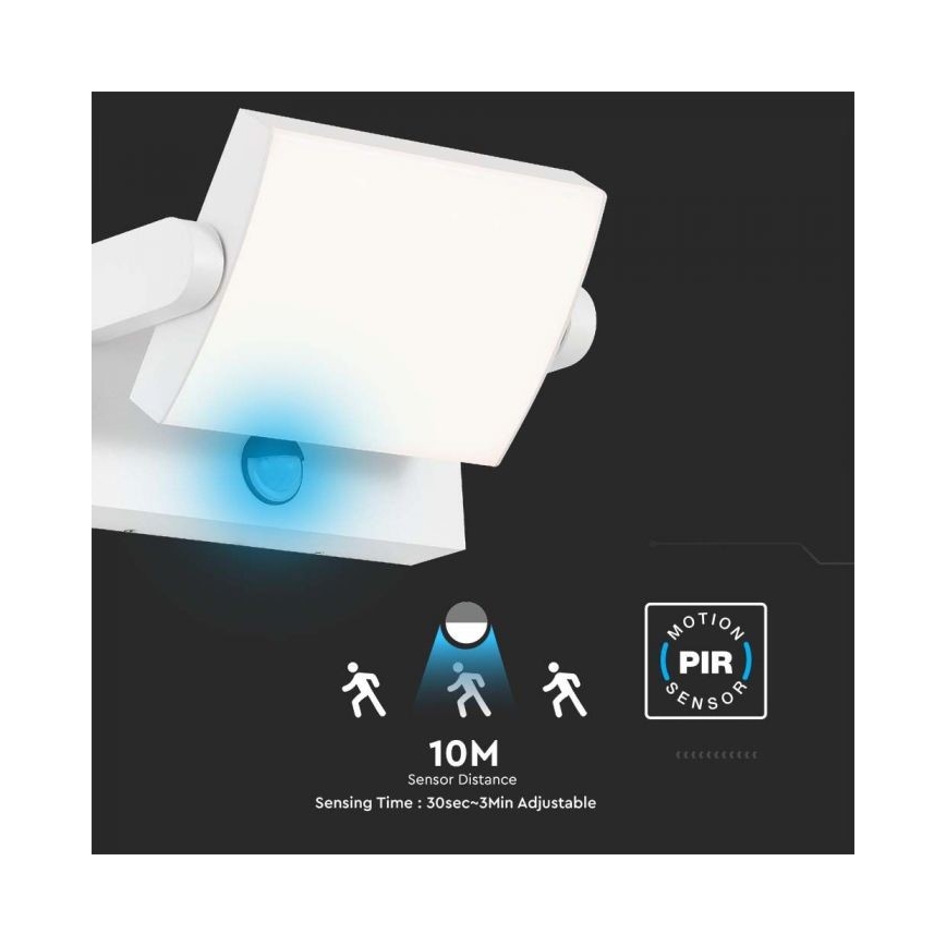 LED utomhusvägglampa med sensor LED/17W/230V 4000K IP65 vit