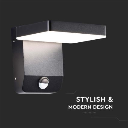 LED Utomhus väggmonterad flexibel armatur med sensor LED/17W/230V IP65 4000K svart