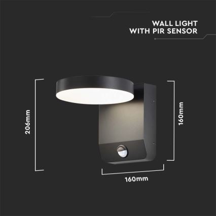 LED Utomhus väggmonterad flexibel armatur med sensor LED/17W/230V IP65 4000K svart