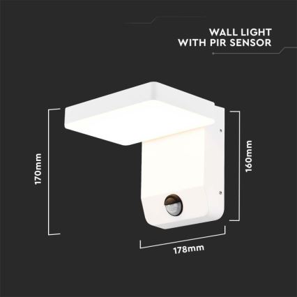 LED Utomhus vägglampa flexibel med sensor LED/17W/230V IP65 4000K vit