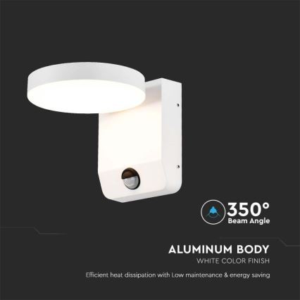 LED Utomhus vägglampa flexibel med sensor LED/17W/230V IP65 4000K vit