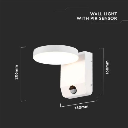 LED Utomhus vägglampa flexibel med sensor LED/17W/230V IP65 4000K vit