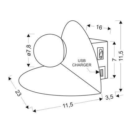 LED Väggbelysning med en Laddare ZENIT LED/4W/230V