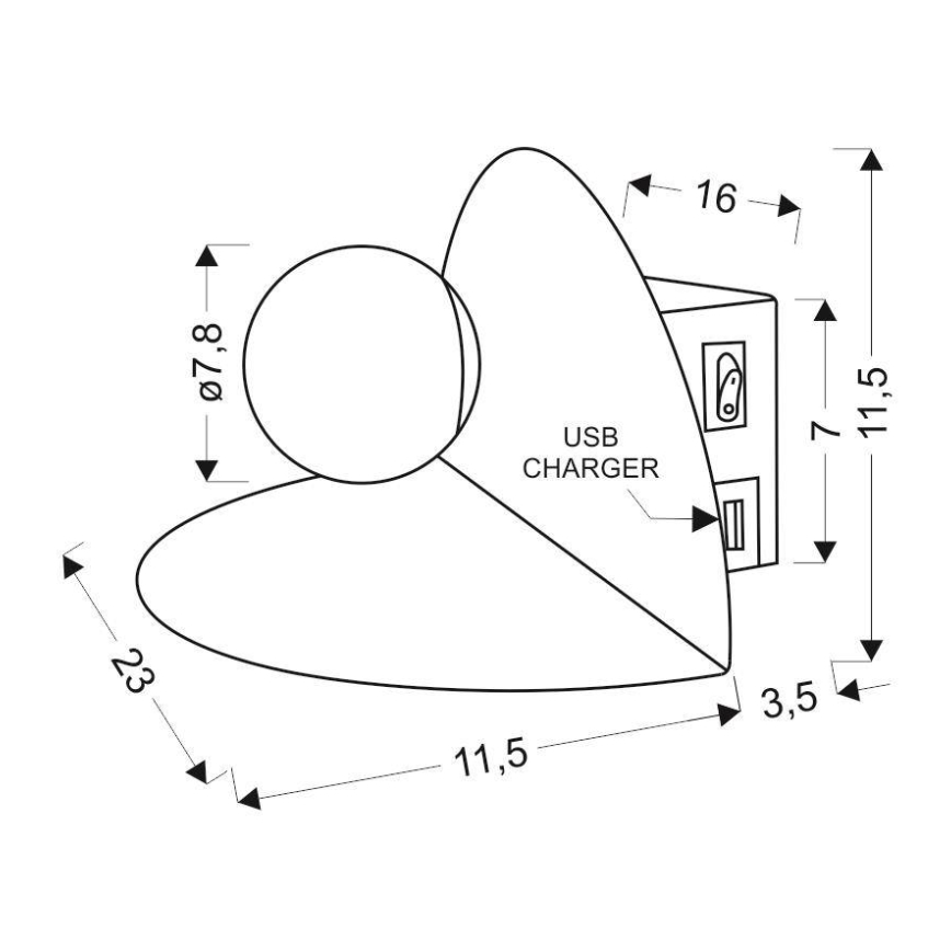 LED Väggbelysning med en Laddare ZENIT LED/4W/230V