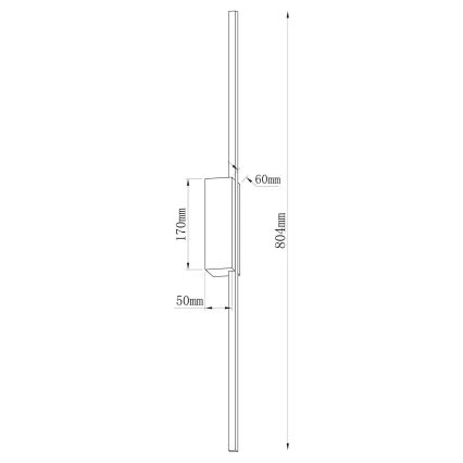 LED vägglampa AISHA LED/12W/230V 4000K 80 cm svart