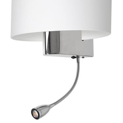 LED Vägglampa CASINO 1xE27/60W/230V + LED/1W/230V vit