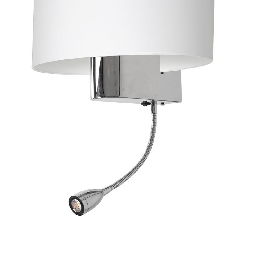 LED Vägglampa CASINO 1xE27/60W/230V + LED/1W/230V vit