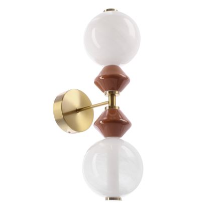 LED-vägglampa FLORES 2xLED/5W/230V guld/brun