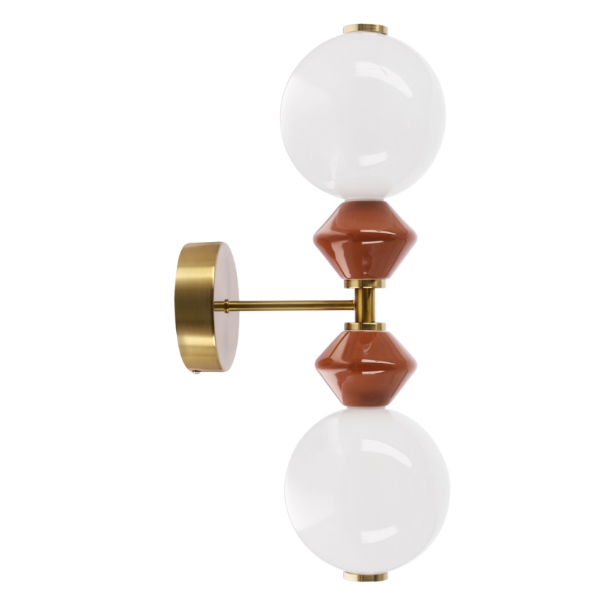 LED-vägglampa FLORES 2xLED/5W/230V guld/brun