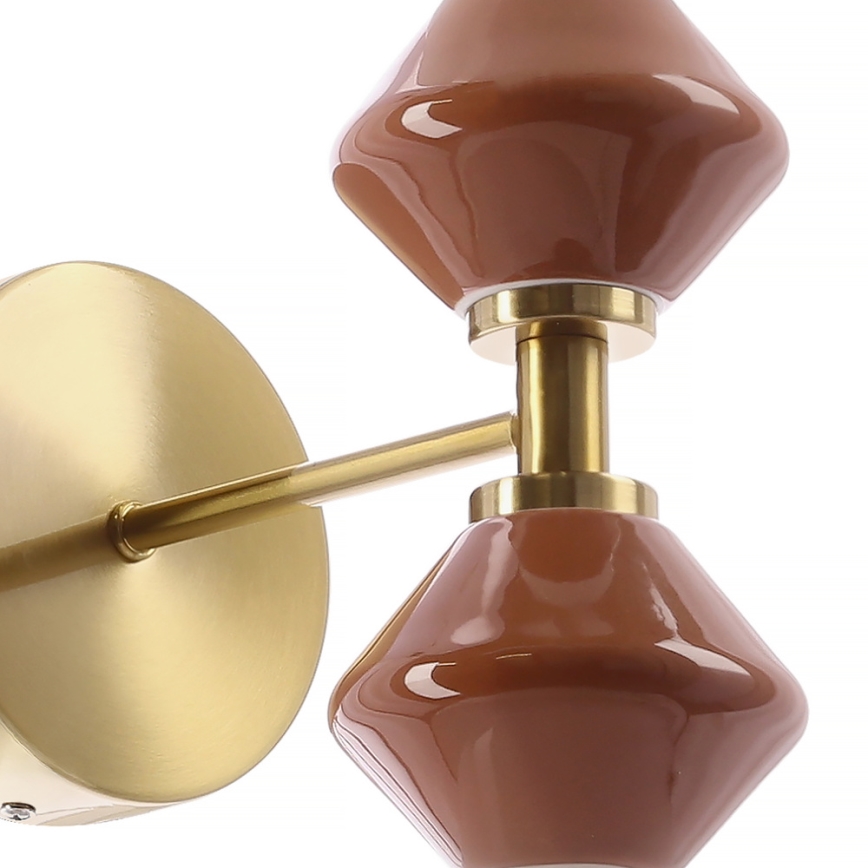 LED-vägglampa FLORES 2xLED/5W/230V guld/brun