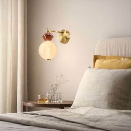 LED-vägglampa FLORES LED/7W/230V guld/brun