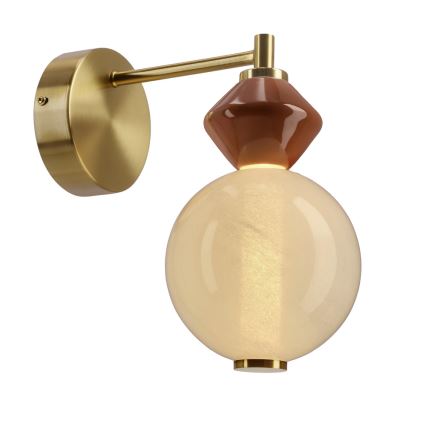 LED-vägglampa FLORES LED/7W/230V guld/brun