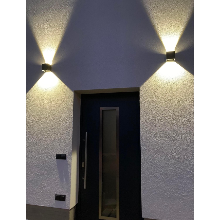 LED Vägglampa för utomhusbruk 2xLED/3W/230V IP54 svart