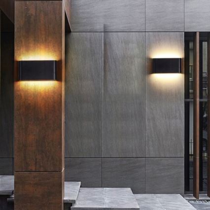 LED vägglampa för utomhusbruk FLOW 2xLED/6W/230V IP54 3000K svart