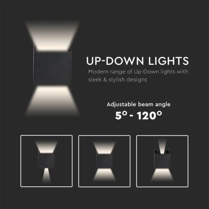 LED vägglampa för utomhusbruk LED/11W/230V 3000K IP65 svart