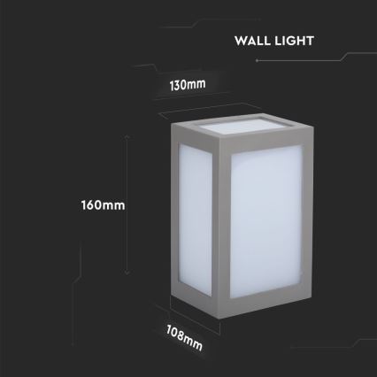 LED vägglampa för utomhusbruk LED/12W/230V 3000K IP65 grå
