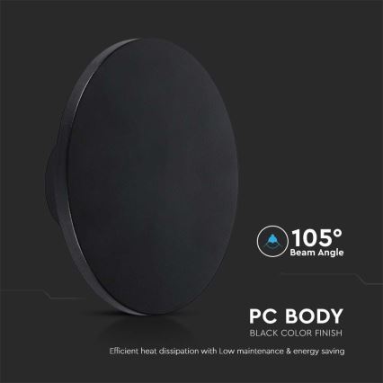 LED vägglampa för utomhusbruk LED/12W/230V 4000K IP65 svart