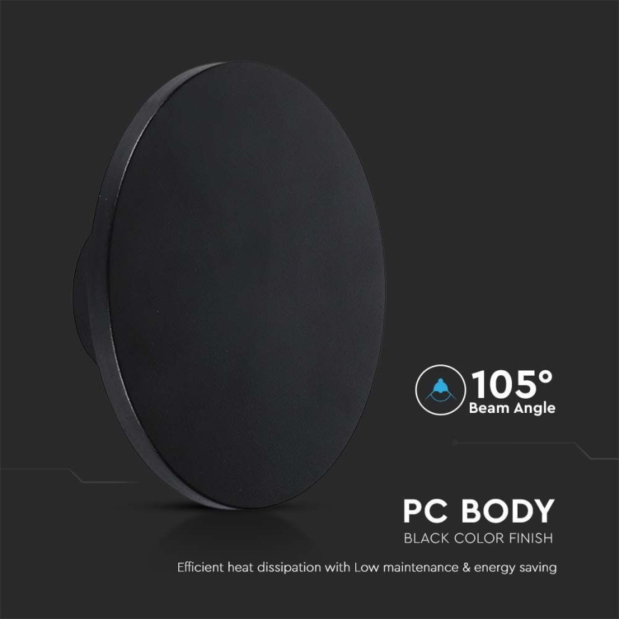 LED vägglampa för utomhusbruk LED/12W/230V 4000K IP65 svart