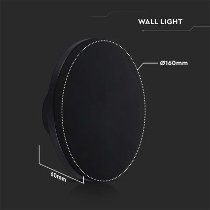 LED vägglampa för utomhusbruk LED/12W/230V 4000K IP65 svart