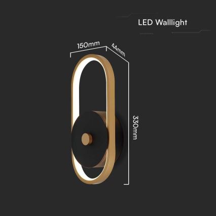 LED vägglampa för utomhusbruk LED/15W/230V IP54 3000K mässing