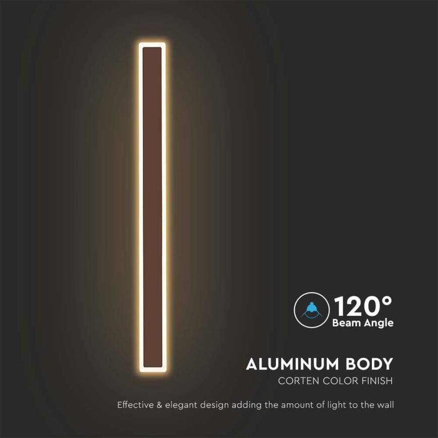 LED vägglampa för utomhusbruk LED/17W/230V 3000K IP65 brun