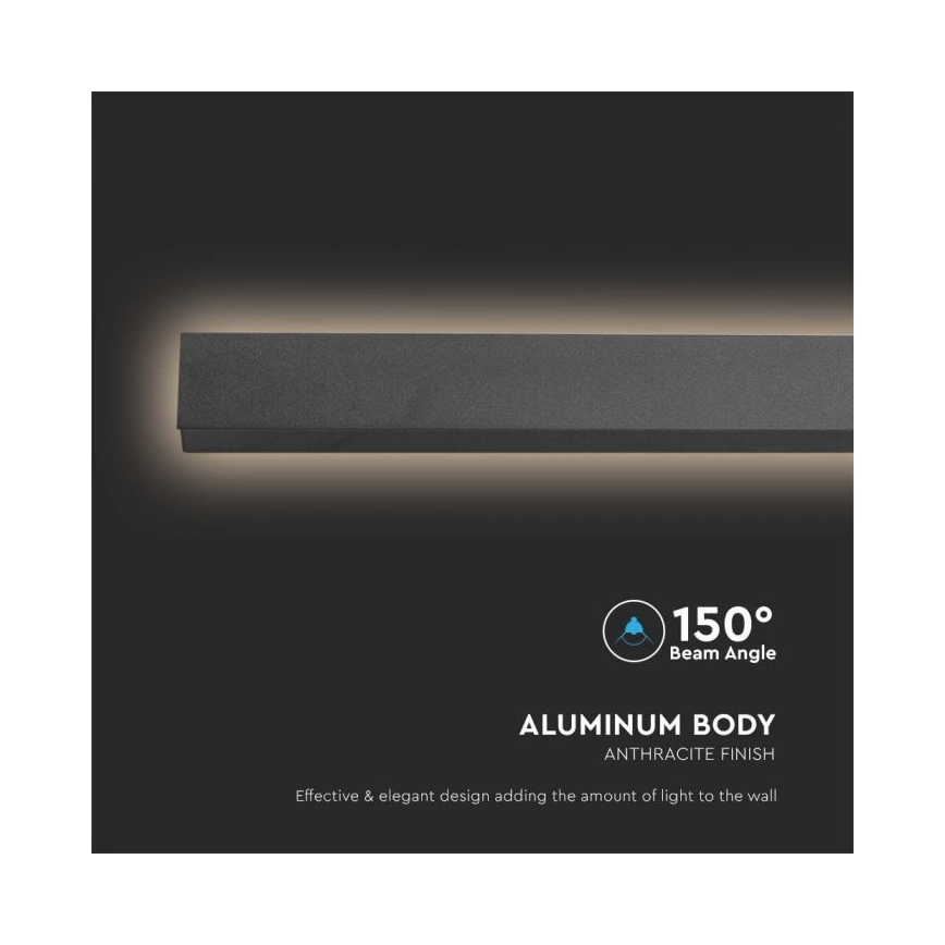 LED-vägglampa för utomhusbruk LED/23W/230V 4000K IP65 141 cm antracit