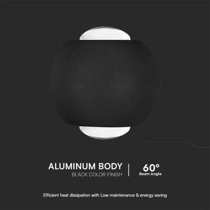 LED vägglampa för utomhusbruk LED/2W/230V 3000K IP54 svart