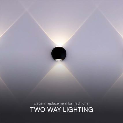 LED vägglampa för utomhusbruk LED/2W/230V 3000K IP54 svart