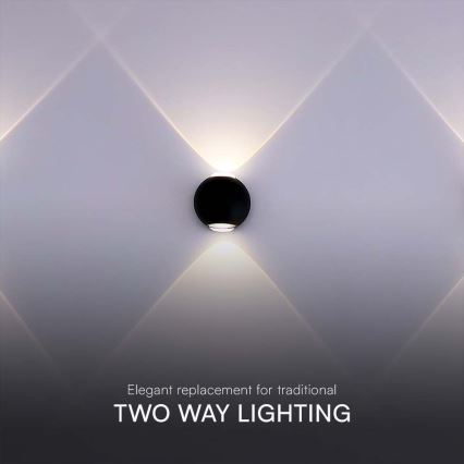 LED vägglampa för utomhusbruk LED/2W/230V 4000K IP54 svart