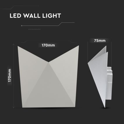 LED vägglampa för utomhusbruk LED/5W/230V 4000K IP65 grå