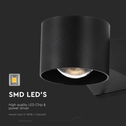 LED vägglampa för utomhusbruk LED/5W/230V 4000K IP65 svart