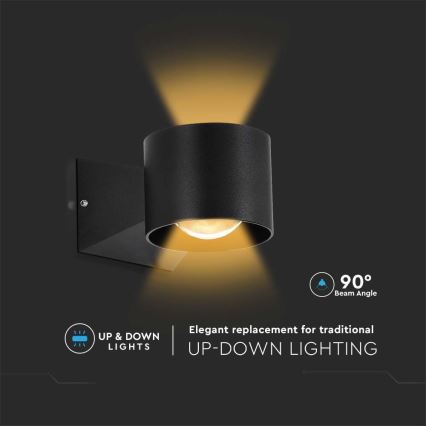LED vägglampa för utomhusbruk LED/5W/230V 4000K IP65 svart
