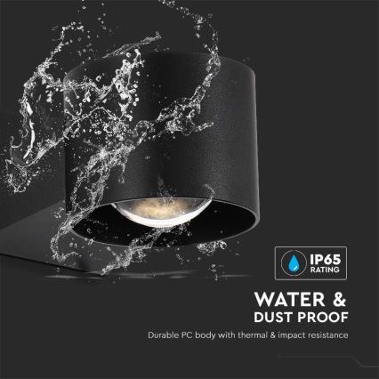 LED vägglampa för utomhusbruk LED/5W/230V 4000K IP65 svart