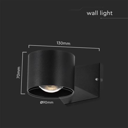 LED vägglampa för utomhusbruk LED/5W/230V 4000K IP65 svart