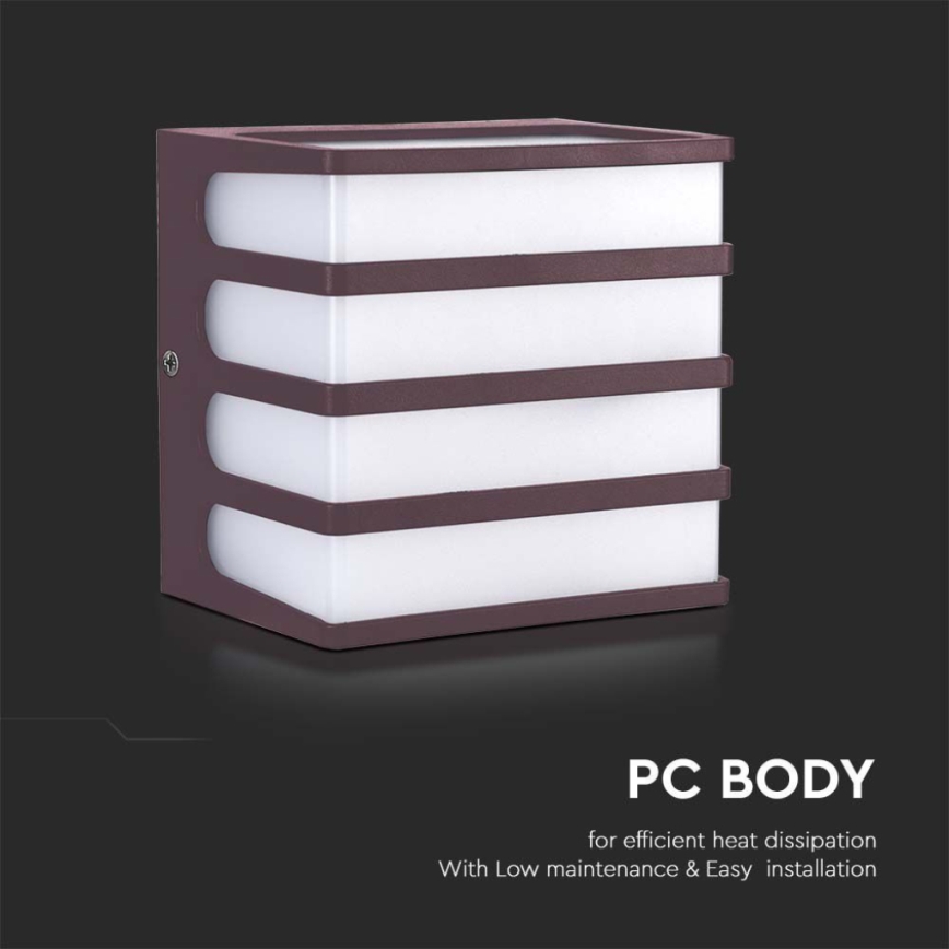 LED vägglampa för utomhusbruk LED/8W/230V IP65 3000K brun